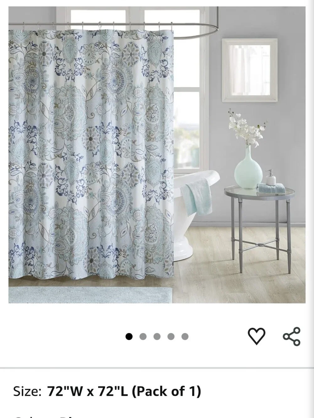 Floral Medallion Blue Shower Curtain - Home Bath